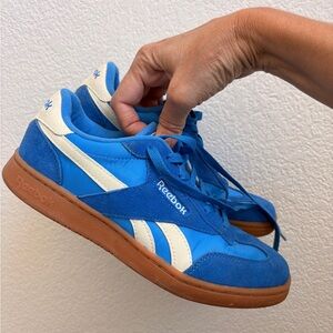 Reebok Bright Blue & White Retro Sneakers with Gum Sole